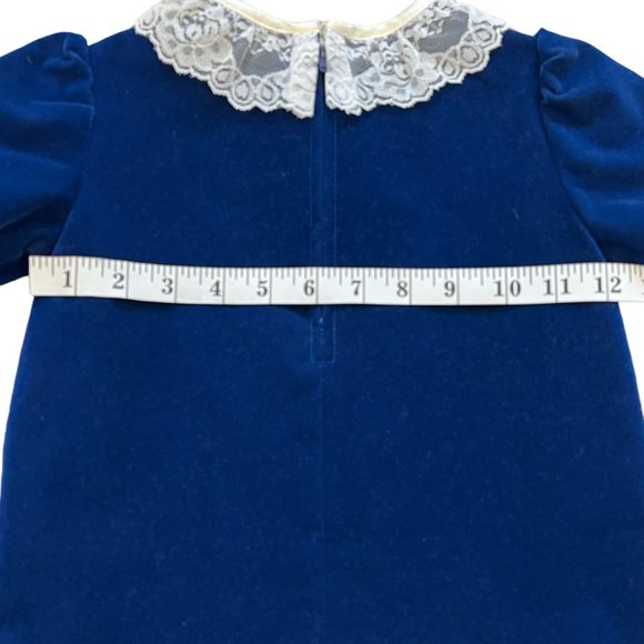 Vintage Blue Velvet Lace Collar Dropwaist Winnie the Pooh 6X Dress - Picture 7 of 9
